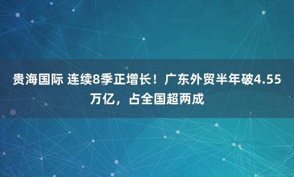 贵海国际 连续8季正增长！广东外贸半年破4.55万亿，占全国超两成
