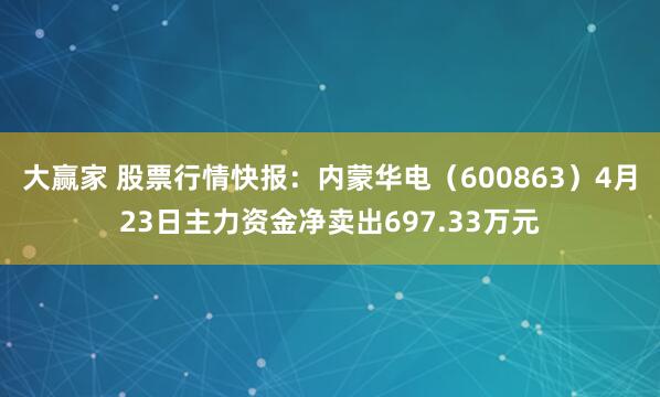大赢家 股票行情快报：内蒙华电（600863）4月23日主力资金净卖出697.33万元
