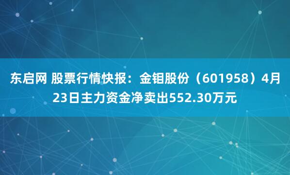 东启网 股票行情快报：金钼股份（601958）4月23日主力资金净卖出552.30万元